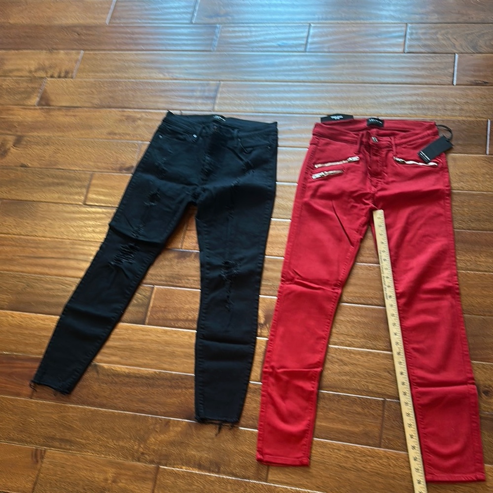 Black Orchid Black and Red Distressed Skinny Jeans 29